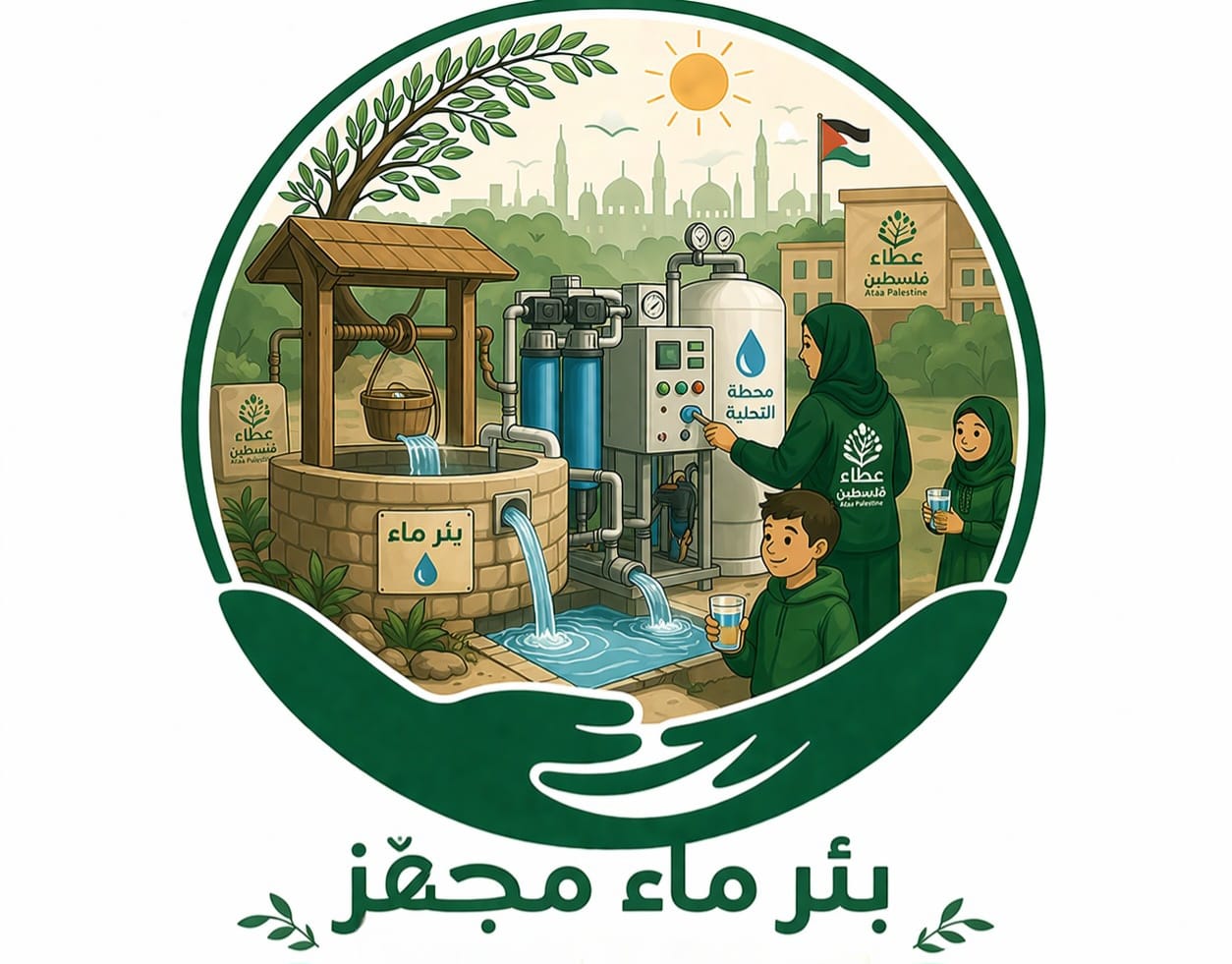 بئر ماء مجهْز بمحطة للتحلية