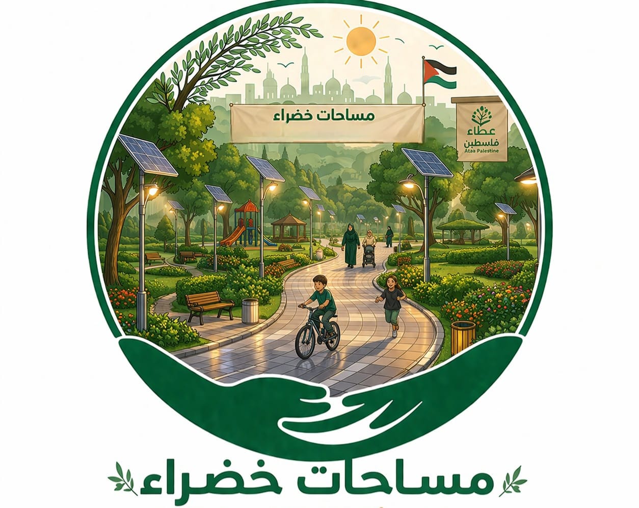 مساحات خضراء ومسارات مجهّزة بالطاقة الشمسية والإنارة